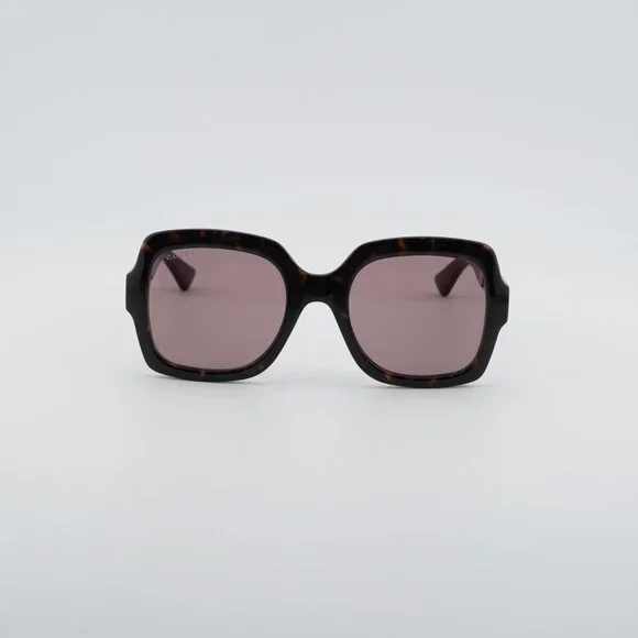 Gucci GG1337S 009 Sunglasses Havana Square Frame, Violet Lenses